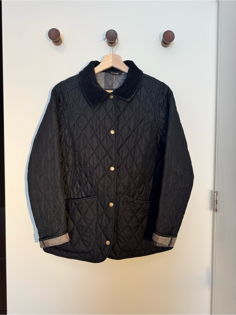 Barbour Black Quilted Puffer Jacket with Cord Collar